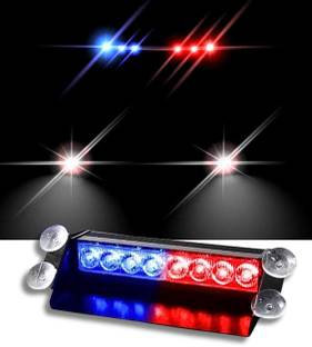 FuzerAuto 8-LED,Red Blue Flasher Dashboard Strobe Police light for all cars Indicator Light Car, Truck, Van LED (12 V, 8 W)
