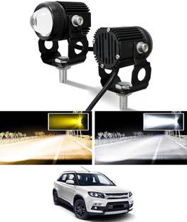 MATIES High/Low Beam Amber And White Twin Mini LED Light For Vitara Brezza Maruti 2016 Fog Lamp Car, Motorbike, Truck, Van LED for Maruti Suzuki (12 V, 55 W)