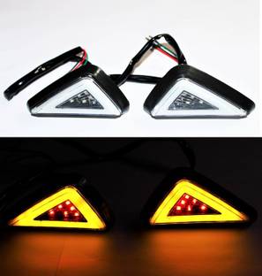 ASRYD Motorcycle Tringle Indicator Running light Indicator Yellow,Blue Indicator Light Motorbike LED for Yamaha, KTM, TVS, Honda, Kawasaki, BMW, Suzuki (12 V, 24 W)
