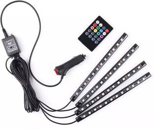 MOTO XSPEED 4Pcs 48 LED Multi Colour Music Car Strip Atmosphere and Wireless Remote Control Interior Light Car LED (12 V, 10 W)