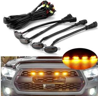 INDMOTIVE YELLOW LED LENS FRONT GRILL LIGHT UNIVERSAL FOR ALL CAR (4PCS) Headlight Car LED (12 V, 12 W)
