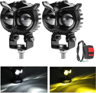 Anaisha Enterprises Set of 2LED Owl Fog Light wid On-Off Button(Yellw-White)for Car, Bike Metal Body Indicator Light Van, Car, Motorbike HID (12 V, 35 W)