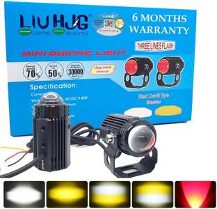 LIU HJG Mini Drive Yellow/White Fog Light With Red Devil Eye Fog Lamp Motorbike, Car, Van, Truck LED (9 V, 40 W)