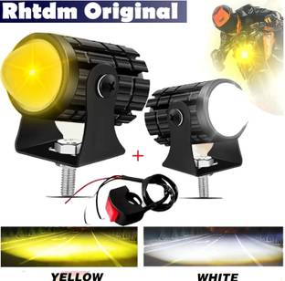 Rhtdm Mototrcycle Mini Yellow/White LED Fog Light Universal for all Bikes Headlight Car, Motorbike LED (12 V, 36 W)
