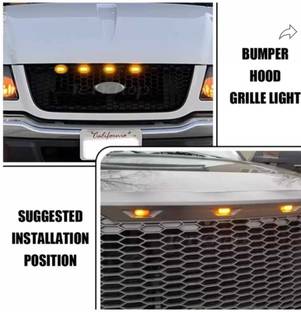 INDMOTIVE GRILL LIGHT CAR FANCY LIGHT UNIVERSAL FOR ALL CAR (4PCS) (YELLOW) Headlight Car LED (12 V, 12 W)