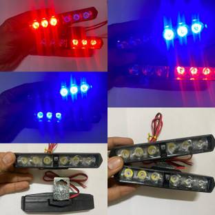 Auto MT 2PC Police Light Bar 6LED 36W Bright Strobe Lights Dual Color WID Flash Blinking Back Up Lamp Car, Motorbike, Truck, Van LED (12 V, 24 W)