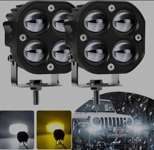 BIKEBLOOM Double Color Amber/White LED Fog Lights for Motorcycle Fog Lamp Car, Motorbike LED (12 V, 40 W)