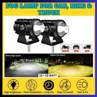 Autozap Universal Motorcycle Mini Led Spotlight Dual Color White & Yellow Fog Lamp Motorbike, Car, Truck, Van LED (12 V, 30 W)