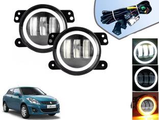 AUTO PEARL White Fog Light 4 inch with Yellow DRL Ring Turn Indicator light with wiring A12 Fog Lamp Car LED for Maruti Suzuki (12 V, 30 W)
