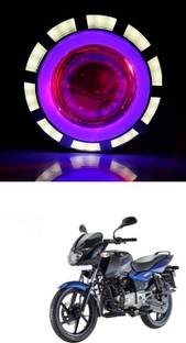PECUNIA High/Low Beam LED Projector Lens Dual Angel Devil Eye Head Lamp 125 Headlight Car, Motorbike LED for Bajaj (12 V, 36 W)