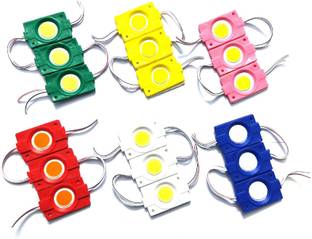 Steko (3 Pcs Each Red Yellow Blue Green Pink White) 18 Pcs 12V 2.4W DC Coin Module LED Interior Light Motorbike LED (12 V, 2.4 W)