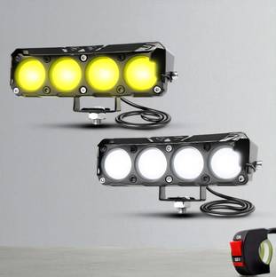 BIKEBLOOM 4LED, 120W Yellow/White Fog Light For Universal Bike,Car,Truck (pack of 2 pcs) Fog Lamp Van, Car, Truck, Motorbike LED (12 V, 90 W)