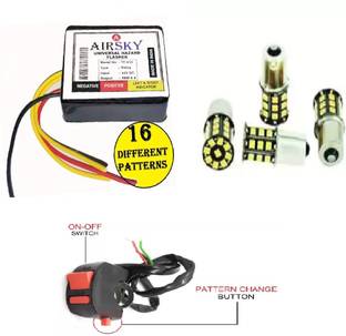 AIRSKY 16 Patterns Hazard Flasher/Blinker with 4pcs LED bulb With Hazard Switch Indicator Light Car, Motorbike, Truck, Van LED (12 V, 12 W)