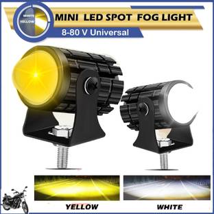 DvineAutoFashionZ Motorcycle and Car Light Led White and Yellow_FL144 Fog Lamp Car, Motorbike LED for Royal Enfield (12 V, 10 W)