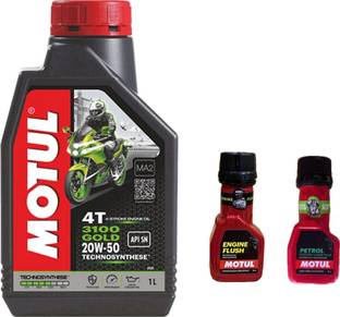 MOTUL 3100 4T GOLD 20W-50(1liter)+Engine flush(50ml)+Petrol system clean(50ml)combo Technosynthese (Semi Synthetic)