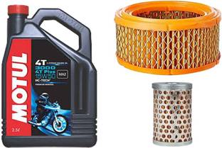 MOTUL 3000 15W50 Engine Oil, Air Filter & Oil Filter Combo for Bullet 500 Synthetic Blend Engine Oil