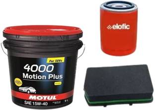 MOTUL 4000 15W40 Engine Oil, Air & Oil Filters Combo for Mahindra Thar Mineral Engine Oil