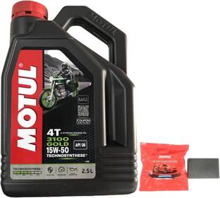 MOTUL 3100 4T Gold 15w-50 Engine Oil For Bikes with Smart Shine Sponge Combos Full-Synthetic Engine Oil