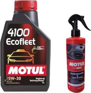 MOTUL 4100 ECOFLEET 5W30 (1ltr)+ DASHBOARD & CAR SHINE(500ML)COMBO Synthetic Blend Engine Oil
