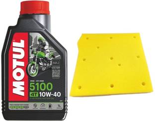 MOTUL 5100 4T 10W40 Engine Oil & CD100 AIR FOAM Filter Combo Synthetic Blend Engine Oil