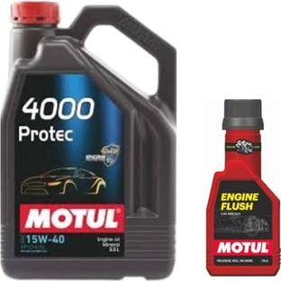 MOTUL 4000 PROTEC 15W40(3.5lit)+Engine Flush(250ml)Combo Mineral Engine Oil
