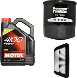 MOTUL 4100 5W30 Engine Oil, Air Filter & Oil Filter Combo for Maruti Swift Petrol Synthetic Blend Engine Oil