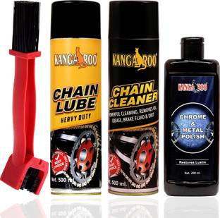 KANGAROO Bike Chain Lube and Cleaner Lubricant Spray With Cleaning Brush and Metal Polish (Perfect Chain Cleaning & Maintenance Kit) Chain Oil