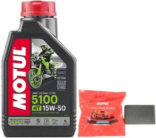 MOTUL 5100 4T 15W-50 WITH SMART SHINE SPONGE 5100 4T 15W-50 WITH SPONGE Full-Synthetic Engine Oil