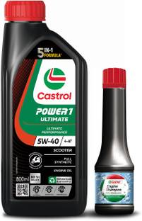 Castrol POWER1 ULTIMATE 5W-40 4-AT For High Performance Scooters 5-in-1 Full Synthetic Technology | With Engine Shampoo Full-Synthetic Engine Oil