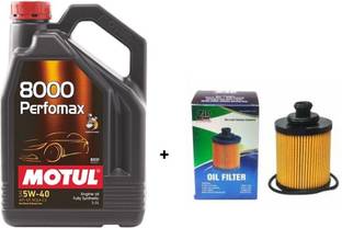 MOTUL 8000 Perfomax 5W-40 & Oil Filter Combo for Maruti CIAZ (DIESEL) - Full-Synthetic Engine Oil