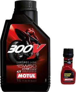 MOTUL 300V 4T 15W-50(1liter)+Engine flush(50ml) combo Full-Synthetic Engine Oil