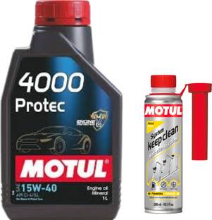 MOTUL 4000 PROTEC 15W40(1Lit)+ SYSTEM KEEP CLEAN DIESEL(300ml)combo Mineral Engine Oil