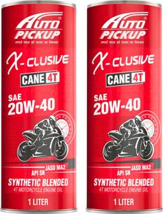 AUTO PICKUP Premium Quality Combo Pack Of 2 X-Clusive Cane-4 Stroke 1Liter SAE 20W40 API SN JASO MA2 Synthetic Blend Engine Oil