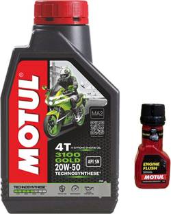MOTUL 3100 4T GOLD 20W-50(1.2liter)+Engine flush(50ml) combo Full-Synthetic Engine Oil