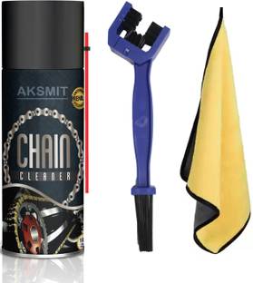 Rhtdm Vehicle Chain Cleaner Spray with Microfiber Cloth and Chain Brush Combo (150 ml) Provides Lubrication and Corrosion for all types of Chain and Bike Chain Oil