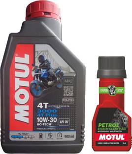 MOTUL 3000 4T PLUS 10W30 ENGINE OIL - 900ML WITH PETROL SYSTEM CLEAN 50ML COMBO 10W30 Full-Synthetic Engine Oil