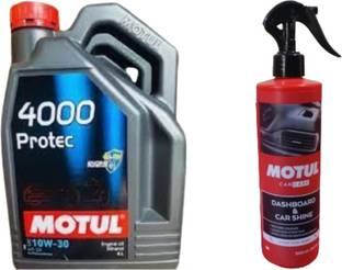 MOTUL 4000 PROTEC 10W30(4l)+ Dashboard & Shine(500ml)Combo - Mineral Engine Oil