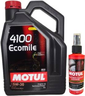 MOTUL 4100 Ecomile 5W30 With Leather Shine Combo 5w30 Full-Synthetic Engine Oil