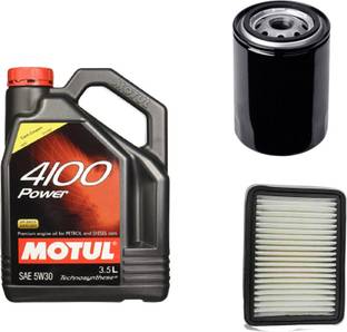 MOTUL 4100 5W30 Engine Oil, Air Filter & Oil Filter Combo for Ertiga Petrol Synthetic Blend Engine Oil