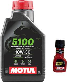 MOTUL 5100 4T 10W-30(1liter)+Engine flush(50ml) combo Synthetic Blend Engine Oil