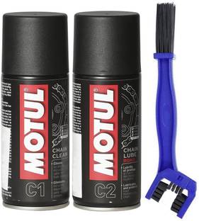 MOTUL Chain Cleaner C1 (150 ml) | Chain Lube Road C2 (150 ml) Chain Cleaner Brush | Chain Oil