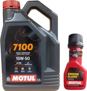 MOTUL 7100 4T 15W50 Engine Oil-2.5L With Engine Flush 50ml Combo 15W50 Full-Synthetic Engine Oil