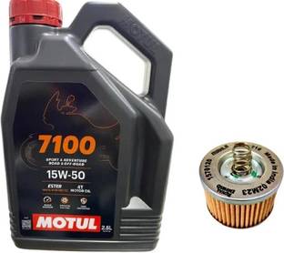 MOTUL 7100 4T 15W50 Ester core Full-Synthetic Engine Oil and Bullet BS6 Oil Filter Full-Synthetic Engine Oil