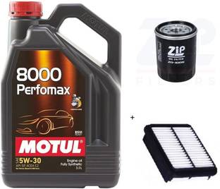 MOTUL 8000 Perfomax 5W-30-3.5L - Oil & Air Filter Combo for Maruti BALENO Full-Synthetic Engine Oil