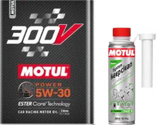 MOTUL 300V POWER 5W-30(2l)+Petrol System clean(300ml)Combo - Full-Synthetic Engine Oil