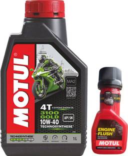 MOTUL 3100 4T GOLD 10W40 ENGINE OIL FOR BIKE - 1 L WITH ENGINE FLUSH 50ML COMBO 10W40 Full-Synthetic Engine Oil