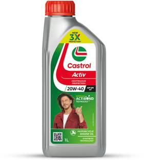 Castrol Activ 20W-40 4T 3X Protection with Actibond Technology for Bikes|API SN & JASO MA2 Synthetic Blend Engine Oil