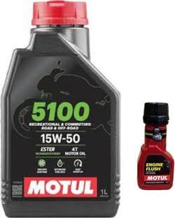 MOTUL 5100 4T 15W-50 (1litre) +Engine flush (50ml) COMBO Technosynthese (Semi Synthetic)