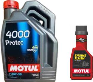 MOTUL 4000 PROTEC 10W30(4l)+Flush(250ml)Combo - Mineral Engine Oil