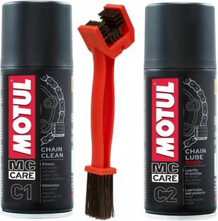 MOTUL MC CARE C1 ( 150 ML) C2( 150 ML) With Red Chain Cleaner Brush Oil Flush and Treatment